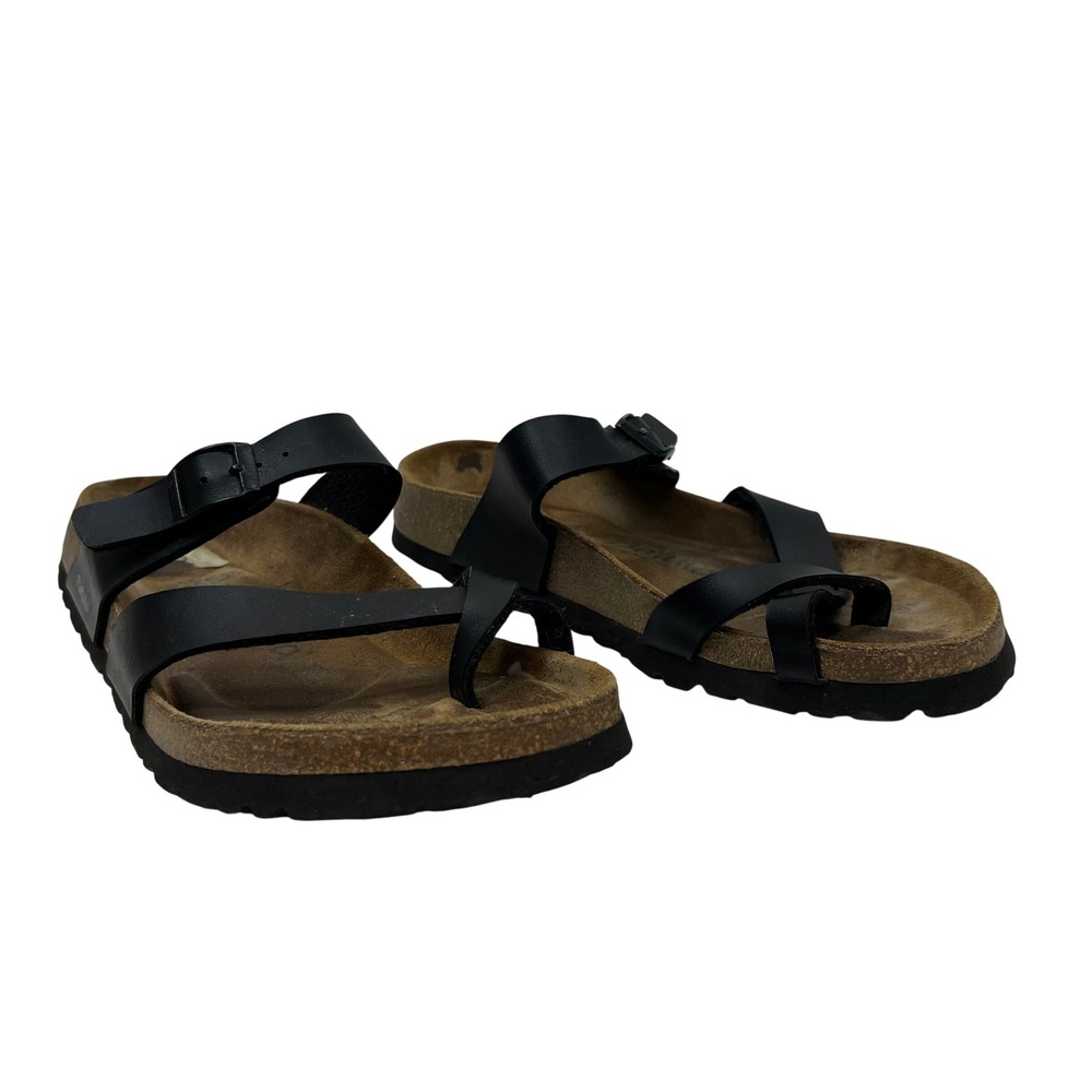 Betula by Birkenstock Black Strappy Toe Loop Cork Sandals Women 38 7-7.5